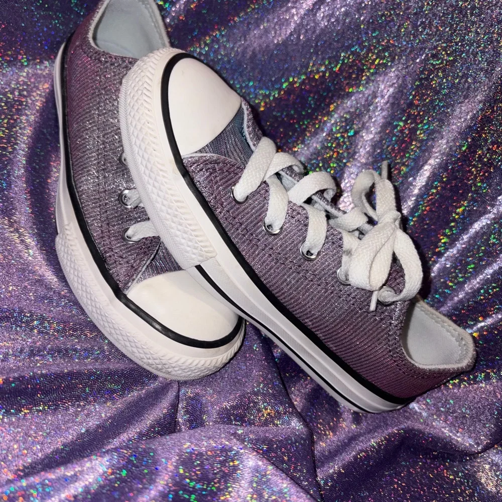 Girls Purple Glitter Converse